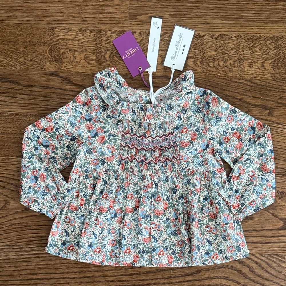 Tartine et Chocolat Liberty of London Floral Smocked Ruffle Top New With Tags